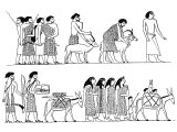 Hebrews, as seen an Egyptian tomb. They all wear clothing of bright and varied colours.